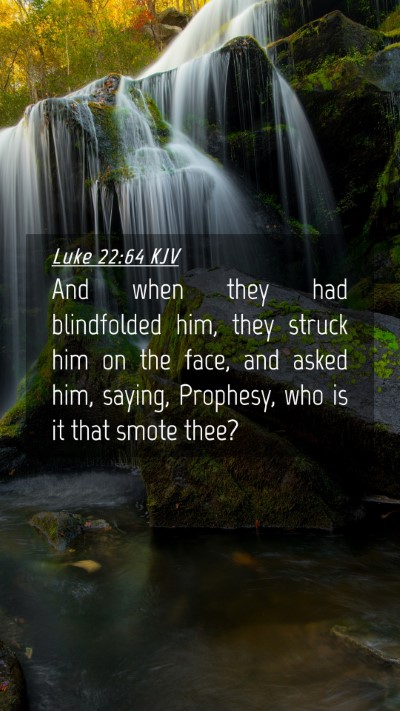 Picture 04 - Luke 22:64 KJV Mobile Phone Wallpaper - And when they had blindfolded him, they struck - Mobile Bible Verse Wallpaper