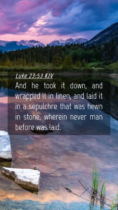 Picture 04 - Luke 23:53 KJV Mobile Phone Wallpaper - And he took it down, and wrapped it in linen, and - Mobile Bible Verse Wallpaper
