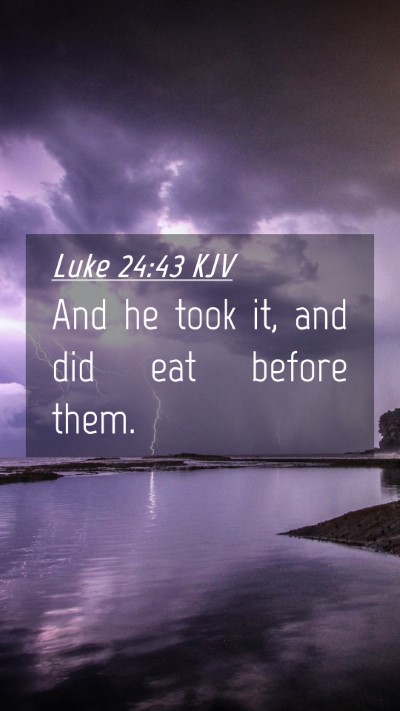 Picture 04 - Luke 24:43 KJV Mobile Phone Wallpaper - And he took it, and did eat before - Mobile Bible Verse Wallpaper