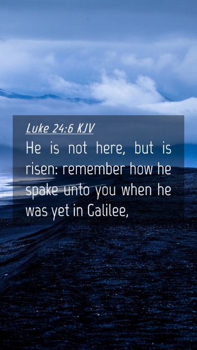 Picture 04 - Luke 24:6 KJV Mobile Phone Wallpaper - He is not here, but is risen: remember how he - Mobile Bible Verse Wallpaper
