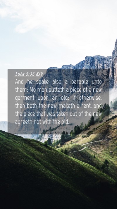 Picture 04 - Luke 5:36 KJV Mobile Phone Wallpaper - And he spake also a parable unto them; No man - Mobile Bible Verse Wallpaper