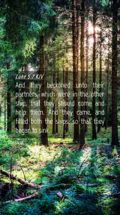 Picture 04 - Luke 5:7 KJV Mobile Phone Wallpaper - And they beckoned unto their partners, which were - Mobile Bible Verse Wallpaper