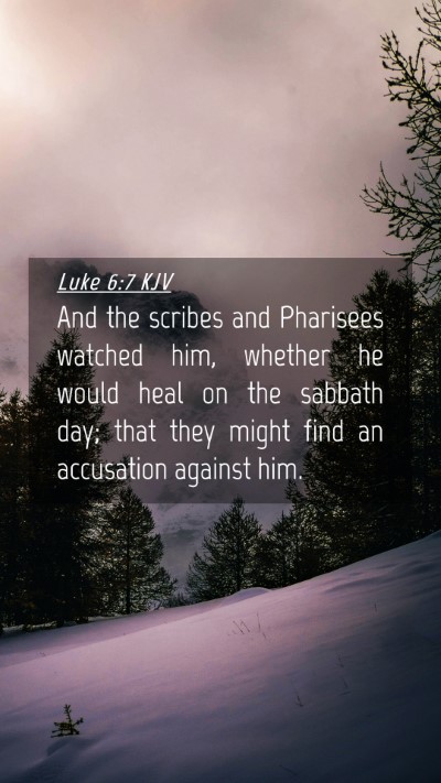 Picture 04 - Luke 6:7 KJV Mobile Phone Wallpaper - And the scribes and Pharisees watched him, - Mobile Bible Verse Wallpaper