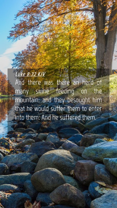 Picture 04 - Luke 8:32 KJV Mobile Phone Wallpaper - And there was there an herd of many swine feeding - Mobile Bible Verse Wallpaper