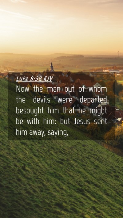 Picture 04 - Luke 8:38 KJV Mobile Phone Wallpaper - Now the man out of whom the devils were departed - Mobile Bible Verse Wallpaper