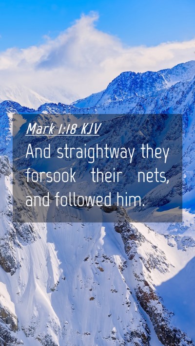 Picture 04 - Mark 1:18 KJV Mobile Phone Wallpaper - And straightway they forsook their nets, and - Mobile Bible Verse Wallpaper