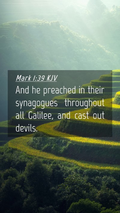 Picture 04 - Mark 1:39 KJV Mobile Phone Wallpaper - And he preached in their synagogues throughout - Mobile Bible Verse Wallpaper