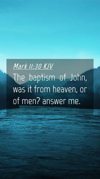 Picture 04 - Mark 11:30 KJV Mobile Phone Wallpaper - The baptism of John, was it from heaven, or of - Mobile Bible Verse Wallpaper