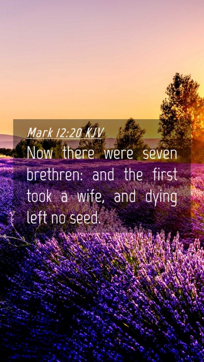 Picture 04 - Mark 12:20 KJV Mobile Phone Wallpaper - Now there were seven brethren: and the first took - Mobile Bible Verse Wallpaper