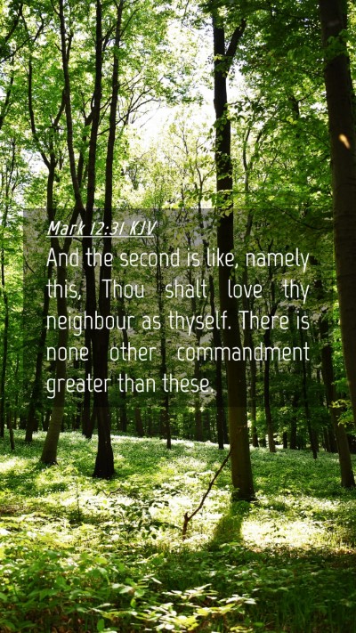 Picture 04 - Mark 12:31 KJV Mobile Phone Wallpaper - And the second is like, namely this, Thou shalt - Mobile Bible Verse Wallpaper