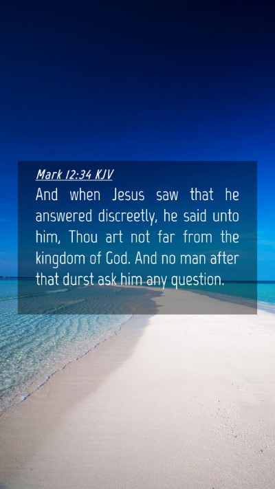 Picture 04 - Mark 12:34 KJV Mobile Phone Wallpaper - And when Jesus saw that he answered discreetly, - Mobile Bible Verse Wallpaper