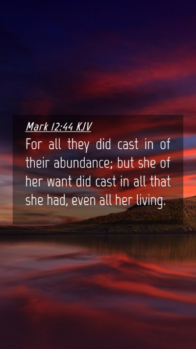 Picture 04 - Mark 12:44 KJV Mobile Phone Wallpaper - For all they did cast in of their abundance; but - Mobile Bible Verse Wallpaper