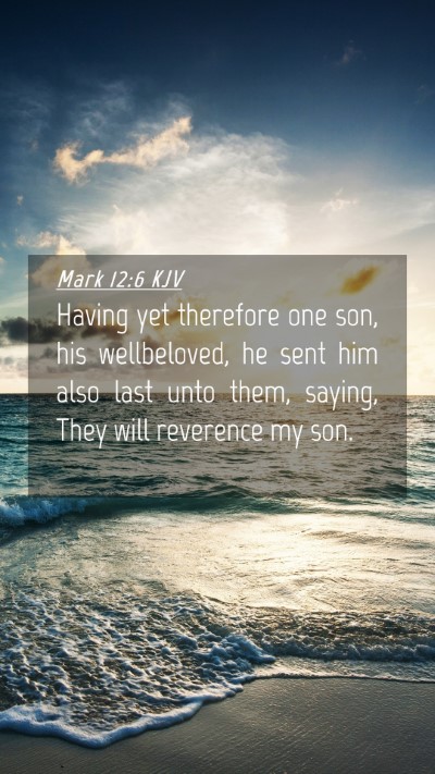 Picture 04 - Mark 12:6 KJV Mobile Phone Wallpaper - Having yet therefore one son, his wellbeloved, he - Mobile Bible Verse Wallpaper