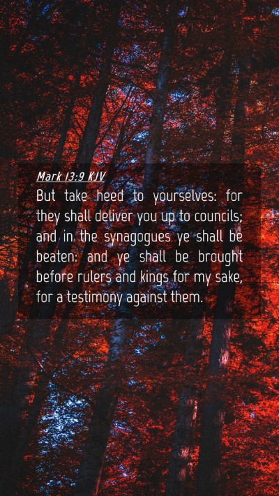 Picture 04 - Mark 13:9 KJV Mobile Phone Wallpaper - But take heed to yourselves: for they shall - Mobile Bible Verse Wallpaper