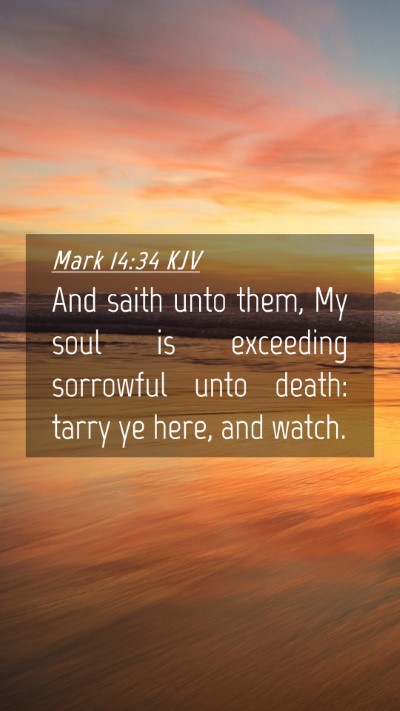Picture 04 - Mark 14:34 KJV Mobile Phone Wallpaper - And saith unto them, My soul is exceeding - Mobile Bible Verse Wallpaper