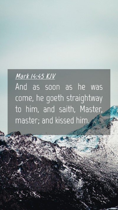 Picture 04 - Mark 14:45 KJV Mobile Phone Wallpaper - And as soon as he was come, he goeth straightway - Mobile Bible Verse Wallpaper