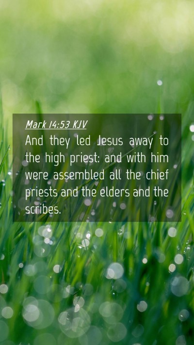 Picture 04 - Mark 14:53 KJV Mobile Phone Wallpaper - And they led Jesus away to the high priest: and - Mobile Bible Verse Wallpaper
