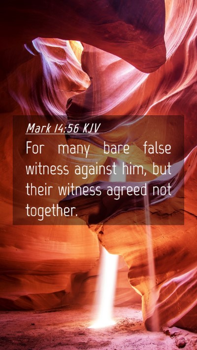 Picture 04 - Mark 14:56 KJV Mobile Phone Wallpaper - For many bare false witness against him, but - Mobile Bible Verse Wallpaper