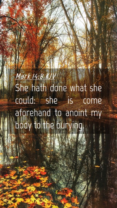 Picture 04 - Mark 14:8 KJV Mobile Phone Wallpaper - She hath done what she could: she is come - Mobile Bible Verse Wallpaper