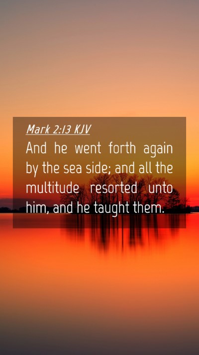 Picture 04 - Mark 2:13 KJV Mobile Phone Wallpaper - And he went forth again by the sea side; and all - Mobile Bible Verse Wallpaper