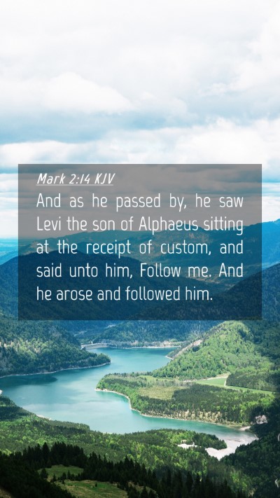 Picture 04 - Mark 2:14 KJV Mobile Phone Wallpaper - And as he passed by, he saw Levi the son of - Mobile Bible Verse Wallpaper