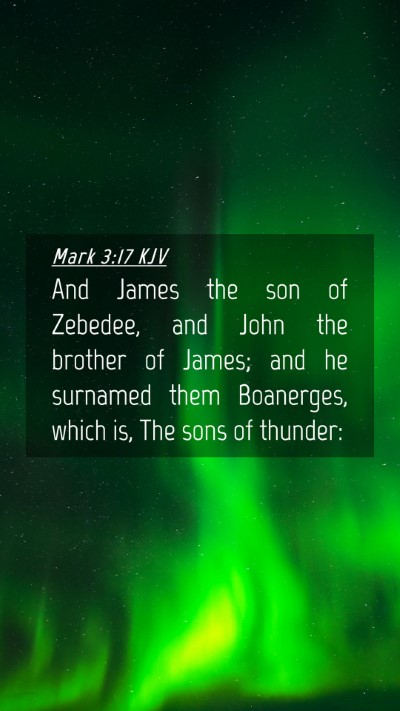 Picture 04 - Mark 3:17 KJV Mobile Phone Wallpaper - And James the son of Zebedee, and John the - Mobile Bible Verse Wallpaper