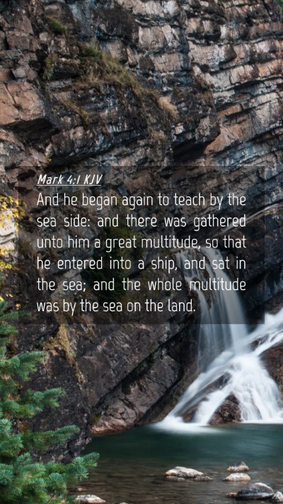 Picture 04 - Mark 4:1 KJV Mobile Phone Wallpaper - And he began again to teach by the sea side: and - Mobile Bible Verse Wallpaper