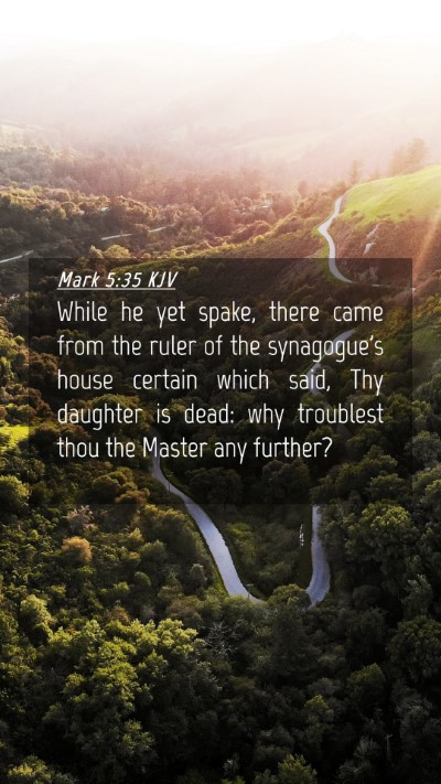 Picture 04 - Mark 5:35 KJV Mobile Phone Wallpaper - While he yet spake, there came from the ruler of - Mobile Bible Verse Wallpaper