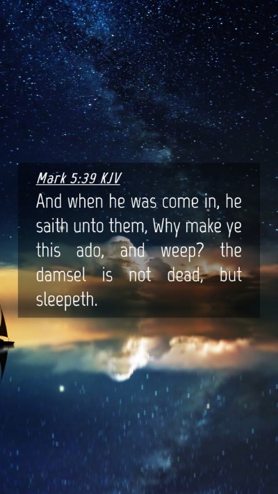 Picture 04 - Mark 5:39 KJV Mobile Phone Wallpaper - And when he was come in, he saith unto them, Why - Mobile Bible Verse Wallpaper