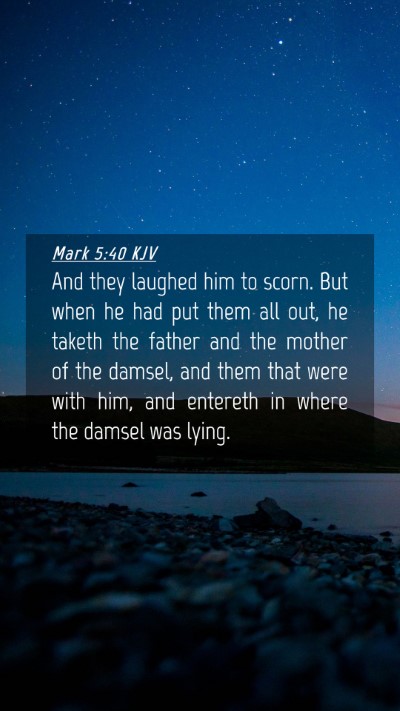 Picture 04 - Mark 5:40 KJV Mobile Phone Wallpaper - And they laughed him to scorn. But when he had - Mobile Bible Verse Wallpaper