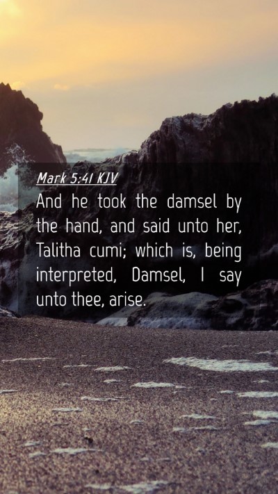 Picture 04 - Mark 5:41 KJV Mobile Phone Wallpaper - And he took the damsel by the hand, and said unto - Mobile Bible Verse Wallpaper