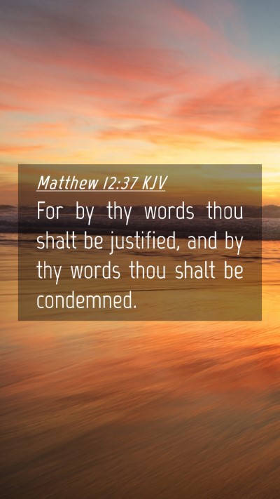 Picture 04 - Matthew 12:37 KJV Mobile Phone Wallpaper - For by thy words thou shalt be justified, and by - Mobile Bible Verse Wallpaper