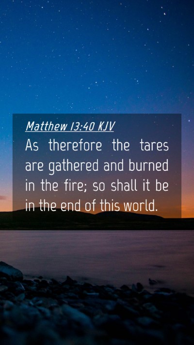 Picture 04 - Matthew 13:40 KJV Mobile Phone Wallpaper - As therefore the tares are gathered and burned in - Mobile Bible Verse Wallpaper