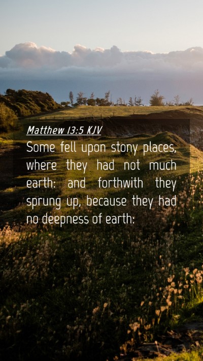 Picture 04 - Matthew 13:5 KJV Mobile Phone Wallpaper - Some fell upon stony places, where they had not - Mobile Bible Verse Wallpaper