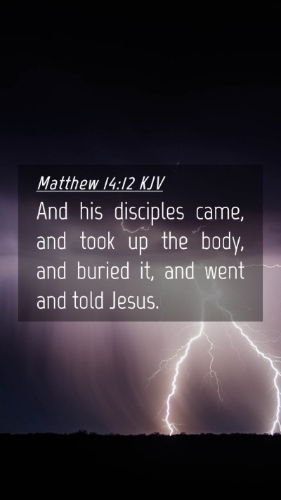 Picture 04 - Matthew 14:12 KJV Mobile Phone Wallpaper - And his disciples came, and took up the body, and - Mobile Bible Verse Wallpaper