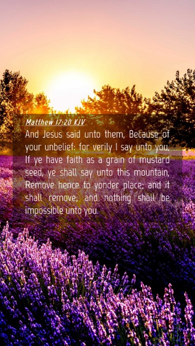 Picture 04 - Matthew 17:20 KJV Mobile Phone Wallpaper - And Jesus said unto them, Because of your - Mobile Bible Verse Wallpaper