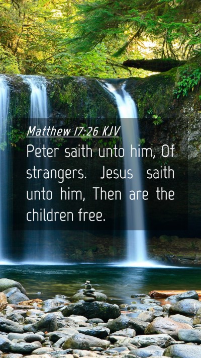 Picture 04 - Matthew 17:26 KJV Mobile Phone Wallpaper - Peter saith unto him, Of strangers. Jesus saith - Mobile Bible Verse Wallpaper