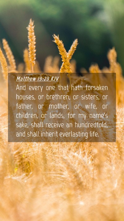 Picture 04 - Matthew 19:29 KJV Mobile Phone Wallpaper - And every one that hath forsaken houses, or - Mobile Bible Verse Wallpaper