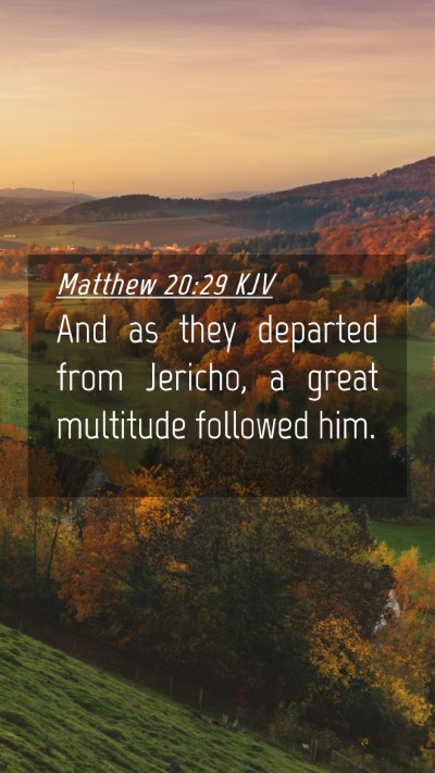 Picture 04 - Matthew 20:29 KJV Mobile Phone Wallpaper - And as they departed from Jericho, a great - Mobile Bible Verse Wallpaper