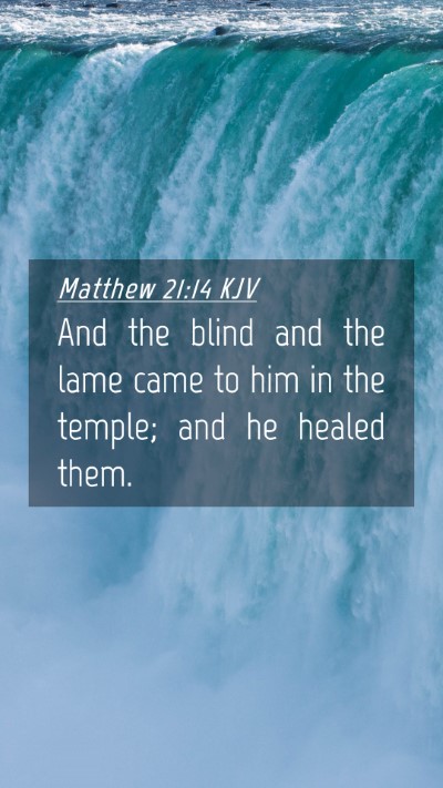 Picture 04 - Matthew 21:14 KJV Mobile Phone Wallpaper - And the blind and the lame came to him in the - Mobile Bible Verse Wallpaper