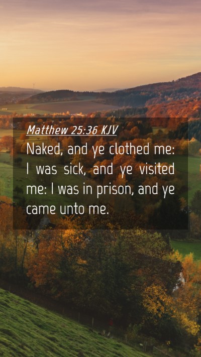 Picture 04 - Matthew 25:36 KJV Mobile Phone Wallpaper - Naked, and ye clothed me: I was sick, and ye - Mobile Bible Verse Wallpaper