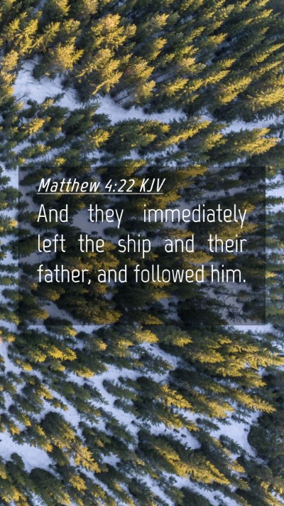 Picture 04 - Matthew 4:22 KJV Mobile Phone Wallpaper - And they immediately left the ship and their - Mobile Bible Verse Wallpaper