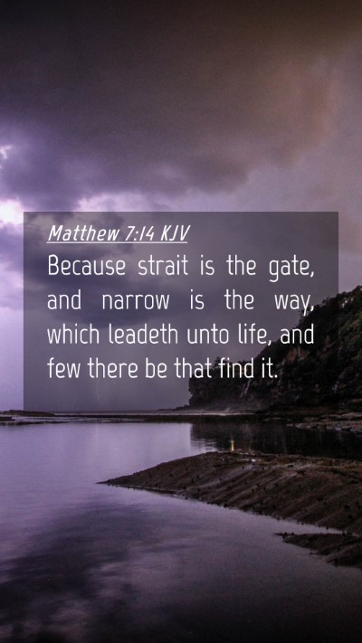 Picture 04 - Matthew 7:14 KJV Mobile Phone Wallpaper - Because strait is the gate, and narrow is the - Mobile Bible Verse Wallpaper