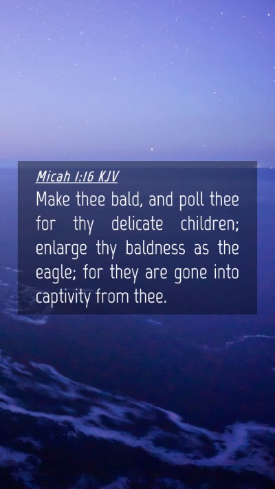 Picture 04 - Micah 1:16 KJV Mobile Phone Wallpaper - Make thee bald, and poll thee for thy delicate - Mobile Bible Verse Wallpaper