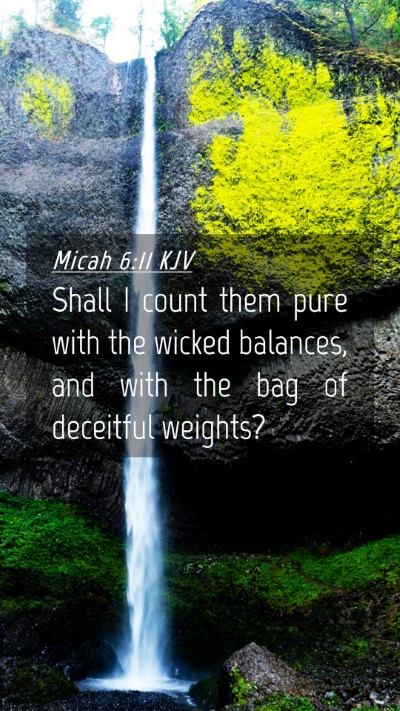 Picture 04 - Micah 6:11 KJV Mobile Phone Wallpaper - Shall I count them pure with the wicked balances, - Mobile Bible Verse Wallpaper