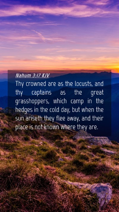 Picture 04 - Nahum 3:17 KJV Mobile Phone Wallpaper - Thy crowned are as the locusts, and thy captains - Mobile Bible Verse Wallpaper