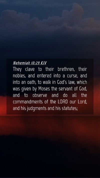 Picture 04 - Nehemiah 10:29 KJV Mobile Phone Wallpaper - They clave to their brethren, their nobles, and - Mobile Bible Verse Wallpaper