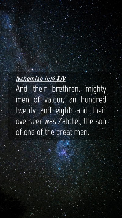 Picture 04 - Nehemiah 11:14 KJV Mobile Phone Wallpaper - And their brethren, mighty men of valour, an - Mobile Bible Verse Wallpaper