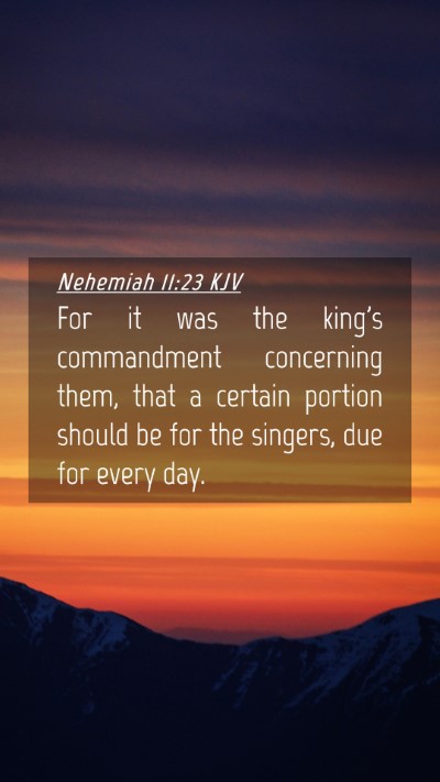 Picture 04 - Nehemiah 11:23 KJV Mobile Phone Wallpaper - For it was the king's commandment concerning - Mobile Bible Verse Wallpaper