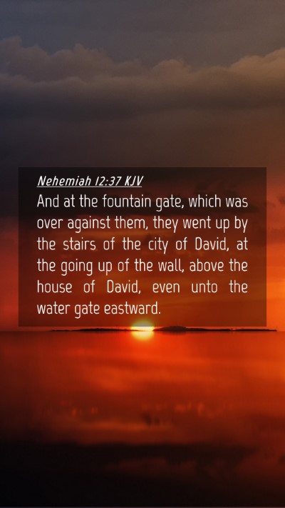 Picture 04 - Nehemiah 12:37 KJV Mobile Phone Wallpaper - And at the fountain gate, which was over against - Mobile Bible Verse Wallpaper